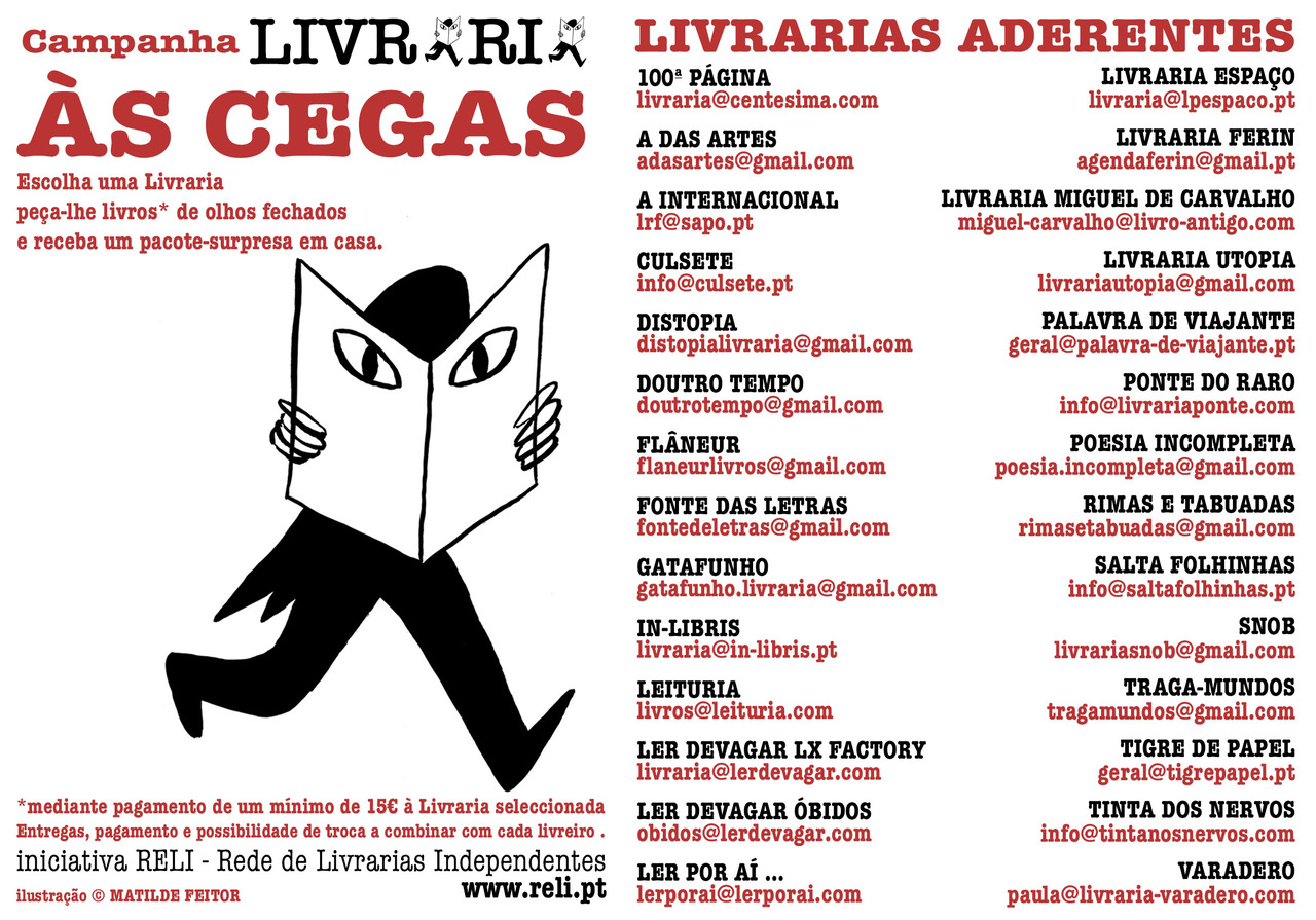 Uma das campanhas promovidas pela RELI é a «Livraria às Cegas», que promete um pacote surpresa, ao critério do livreiro escolhido. Alguns livreiros da rede também oferecem os portes de envio nas encomendas, através da campanha «Fique em casa mas não fique sem livros».
